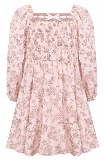 Kids' Floral Print Chiffon Dress