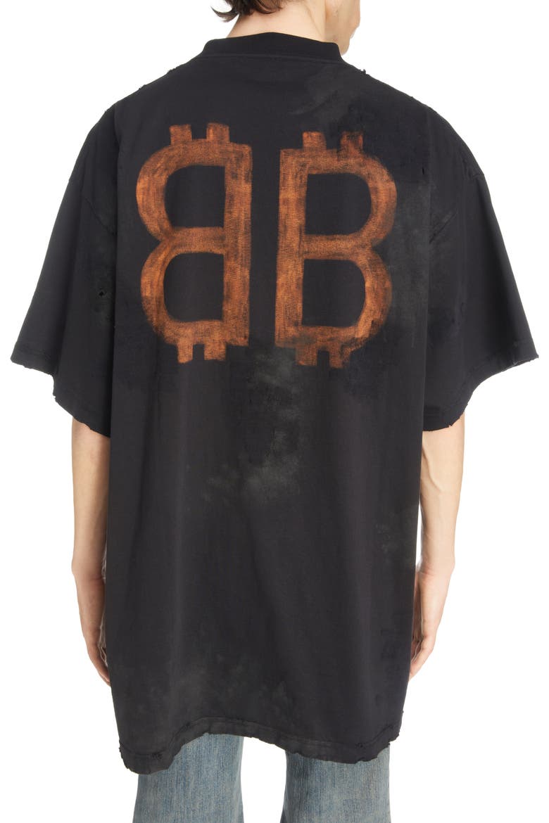 Crypto Logo Oversize Graphic T-Shirt, Alternate, color, WASHED BLACK