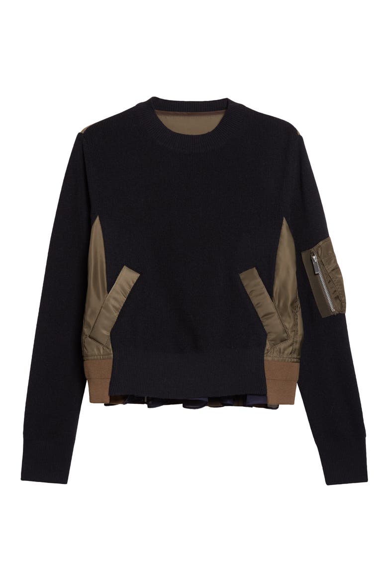 Mixed Media Sweater (Nordstrom Exclusive), Alternate, color, DARK KHAKI