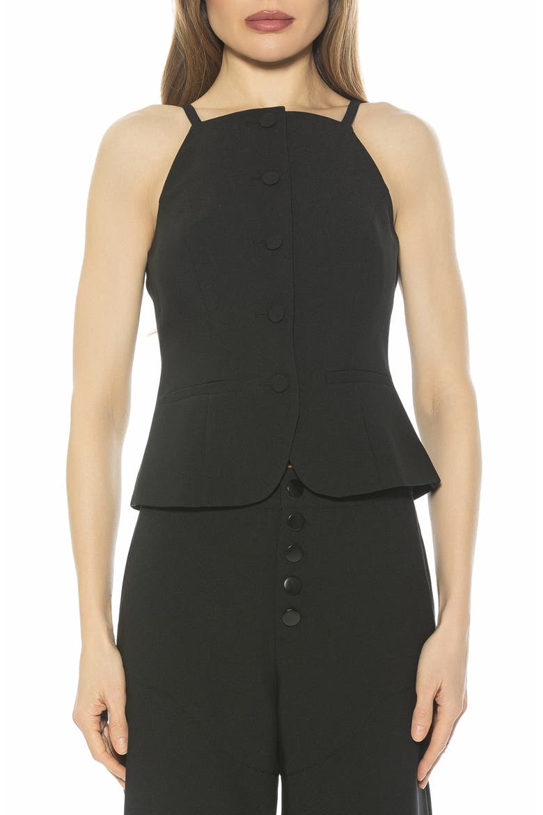 Ziv Button Front Vest, Main, color, BLACK