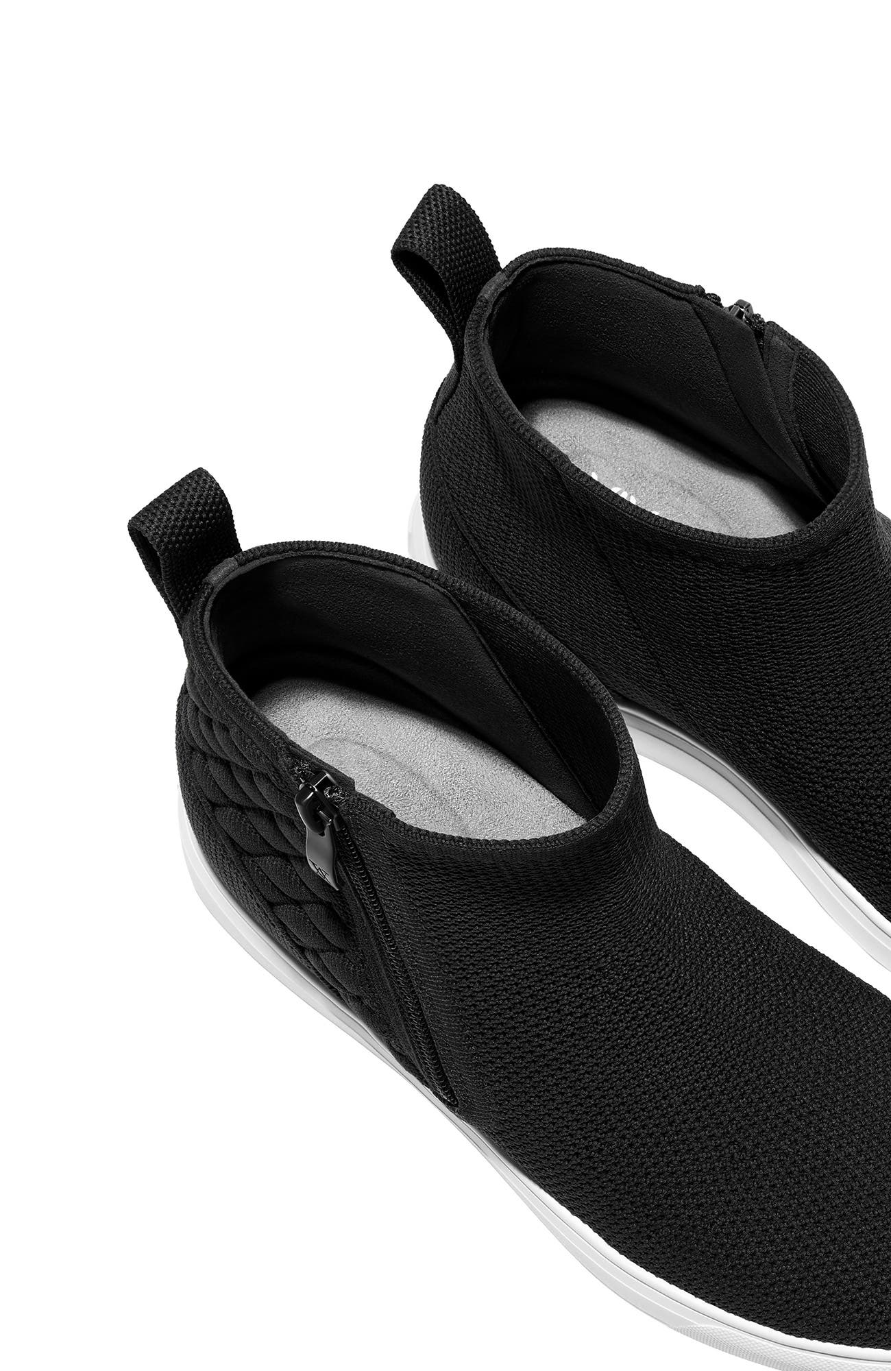 Casey Round-Toe Hidden Wedge Sneakers, Alternate, color, Black