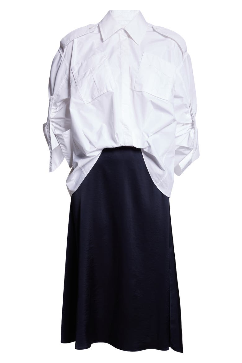 Relaxed Drape Shirtdress, Alternate, color, WHITE