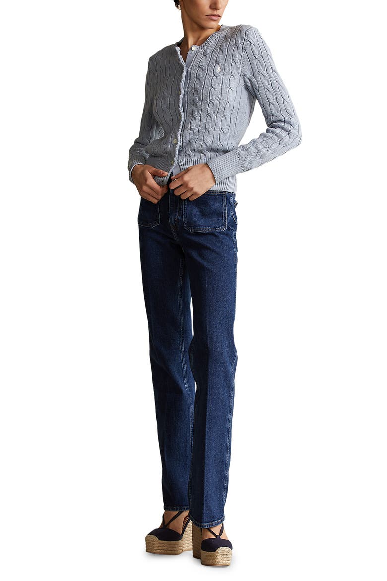 Cable Knit Cardigan, Alternate, color, PALE BLUE
