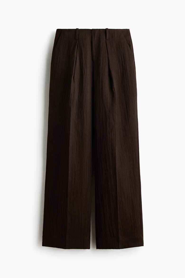 Crinkled Tailored Trousers, Alternate, color, Dark brown