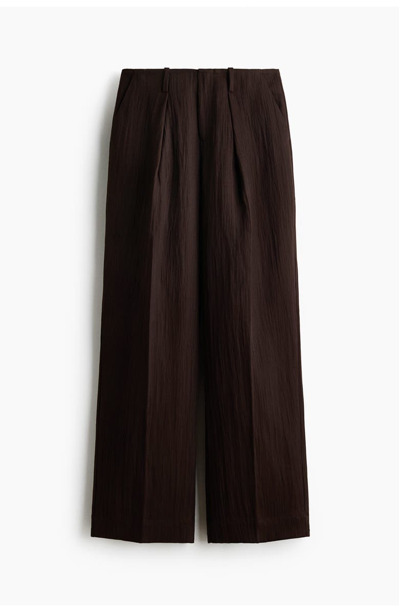 H&M Crinkled Tailored Trousers, Alternate, color, Dark Brown