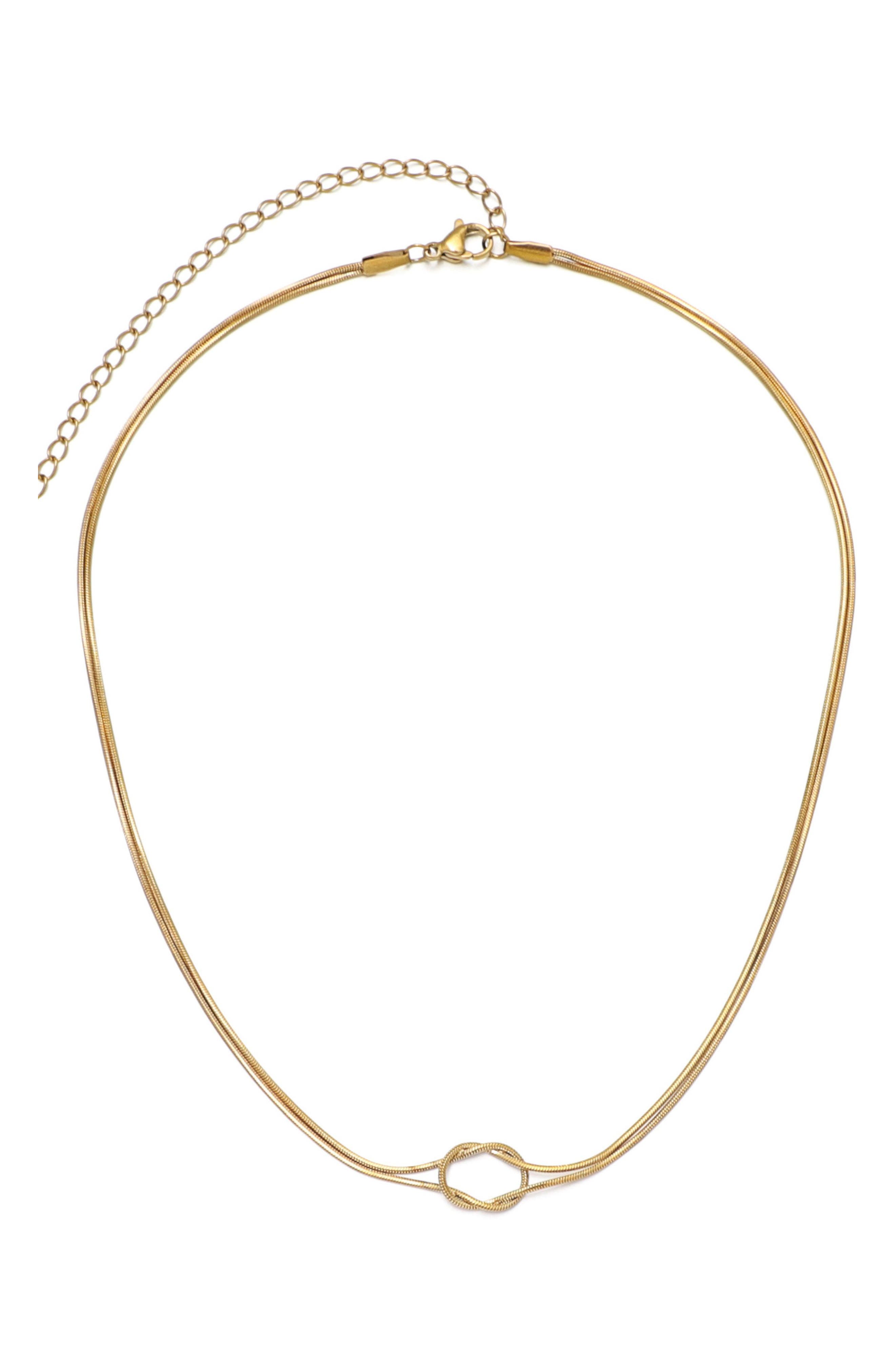 Adornia 18K Gold Plated Knotted Snake Chain Necklace
