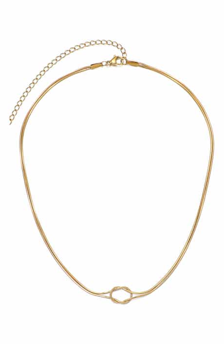 Adornia 18K Gold Plated Knotted Snake Chain Necklace