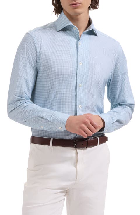 Devon OoohCotton® Optical Grid Print Button-Up Shirt