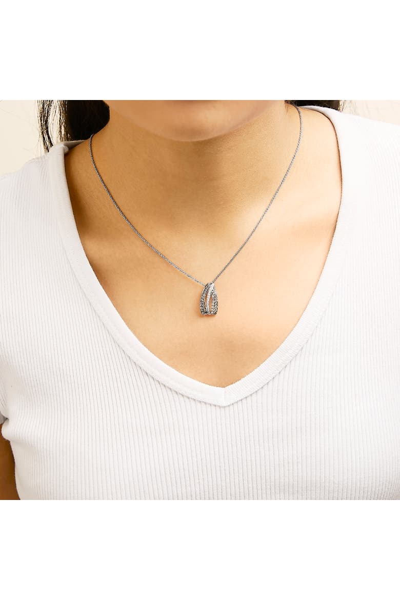 Tri Tone Sterling Silver 1/2 Cttw White and Brown Diamond Pendant Necklace, Alternate, color, Silver