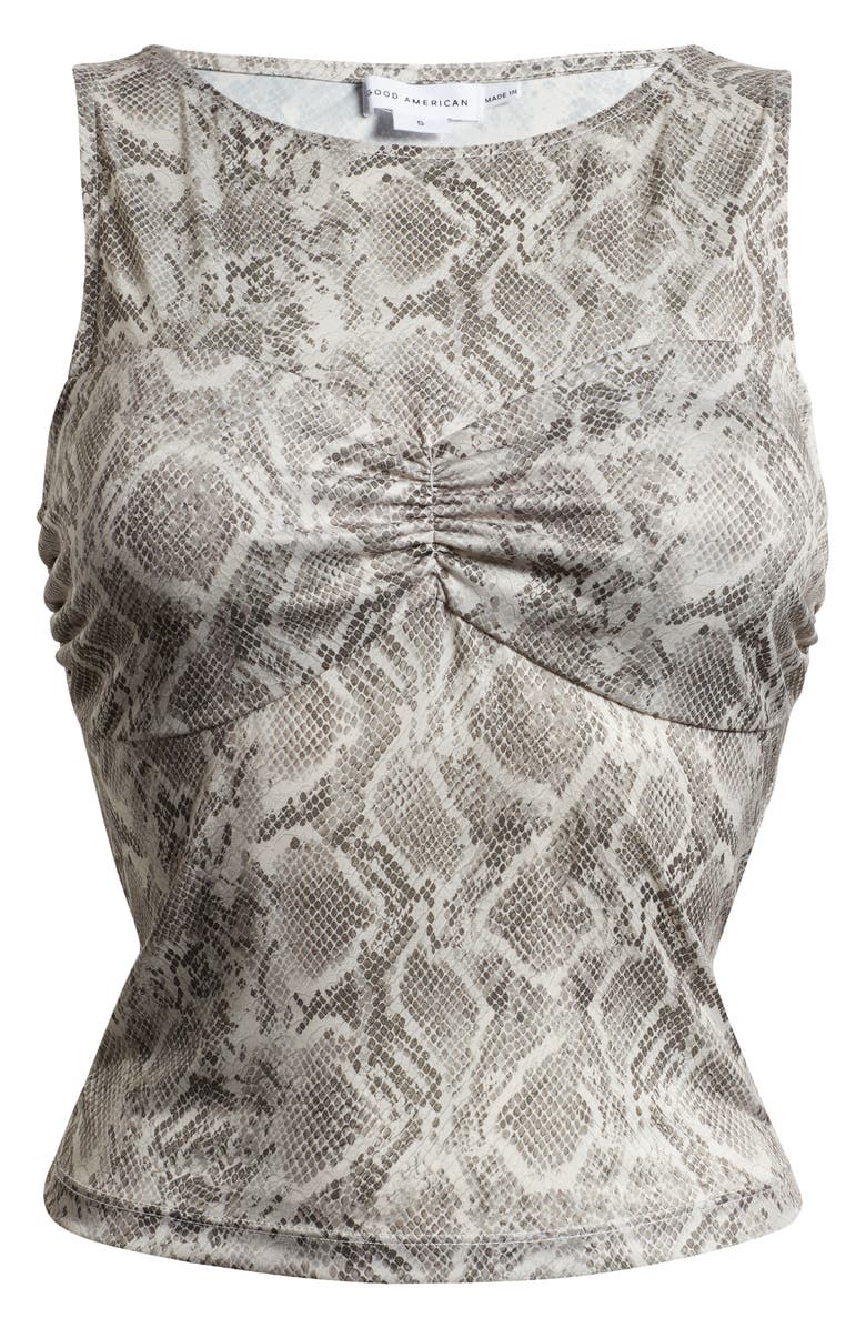 Good American Slinky Jersey Ruched Tank Top, Alternate, color, Snakeskin Print001