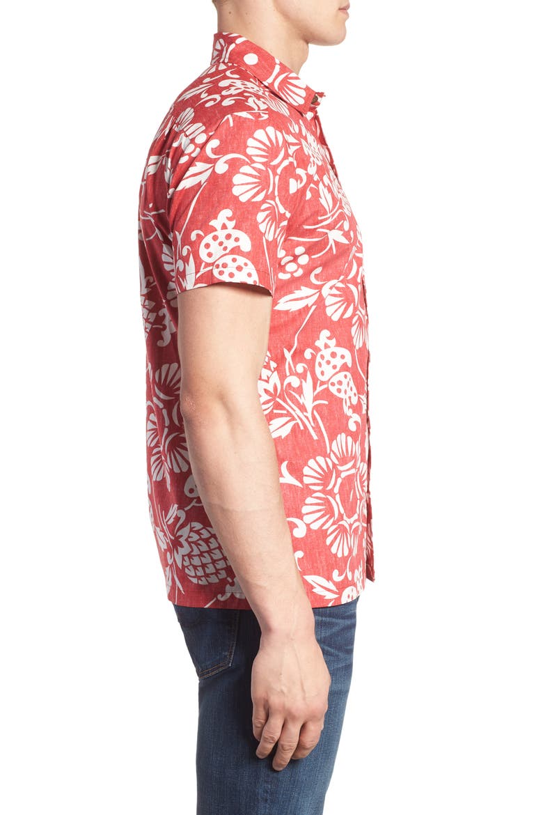 Duke's Pareo Trim Fit Sport Shirt, Alternate, color, SURFER RED