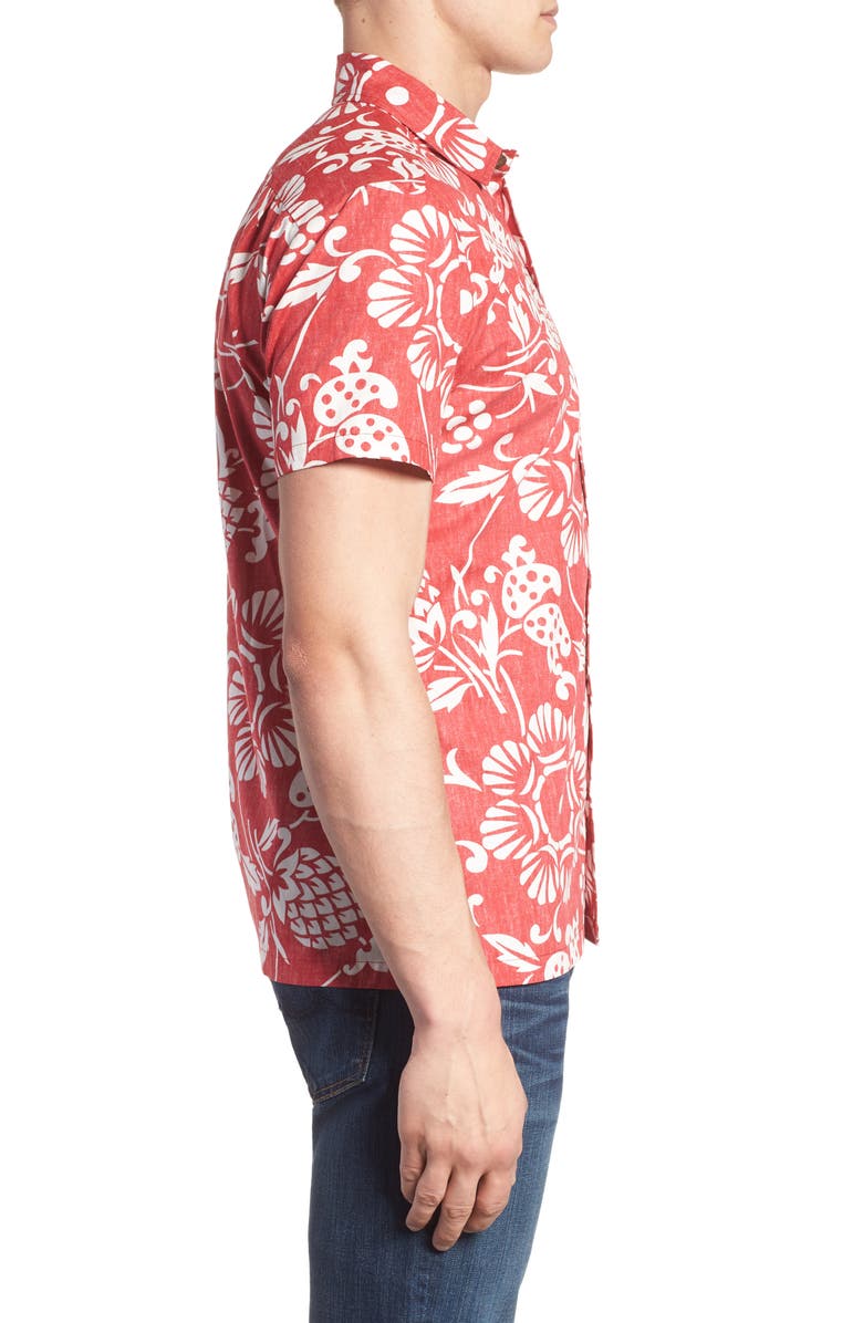 Kahala Duke's Pareo Trim Fit Sport Shirt, Alternate, color, Surfer Red