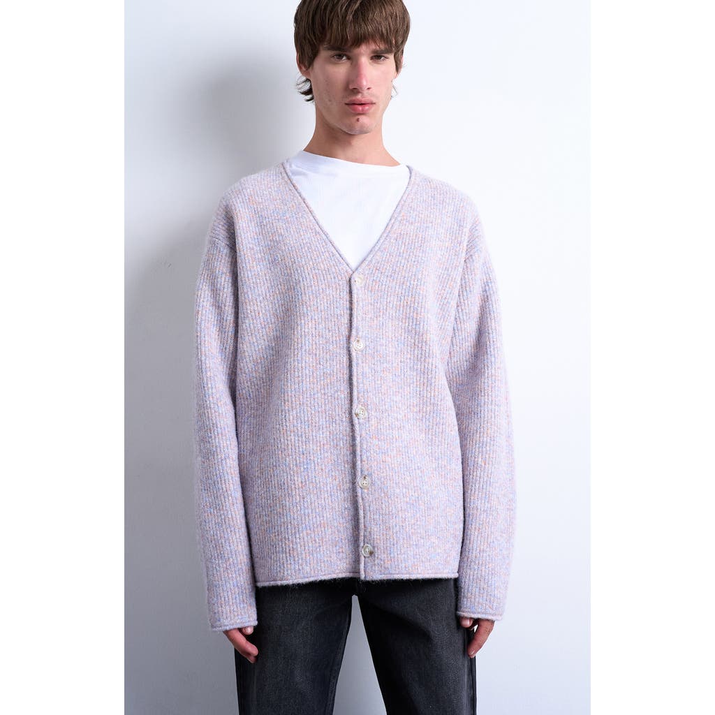 Topman Twist Yarn V-neck Cardigan In Purple