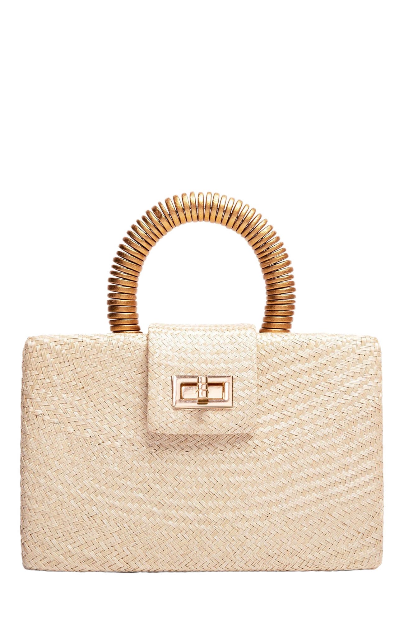 Soli & Sun THE GRACIE Woven Buntal Straw Clutch Bag, Main, color, Cream