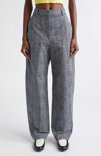 Double Pleat Low Waist Donegal Herringbone Pants