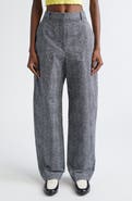 Givenchy Double Pleat Low Waist Donegal Herringbone Pants