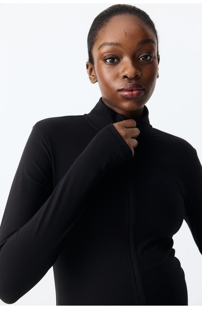 H&M Mama Zip-through Sports Jacket, Main, color, Black