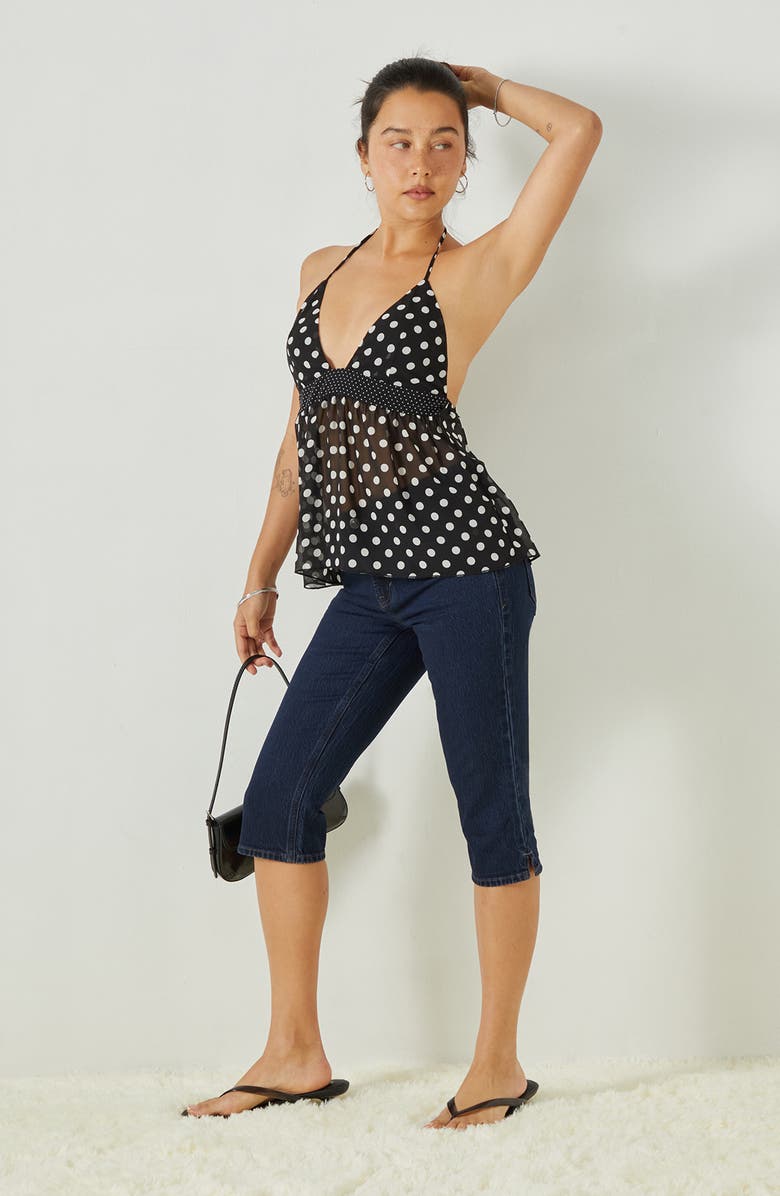 PacSun Arden Mixed Polka Dot Halter Neck Chiffon Top, Alternate, color, Polka Dot