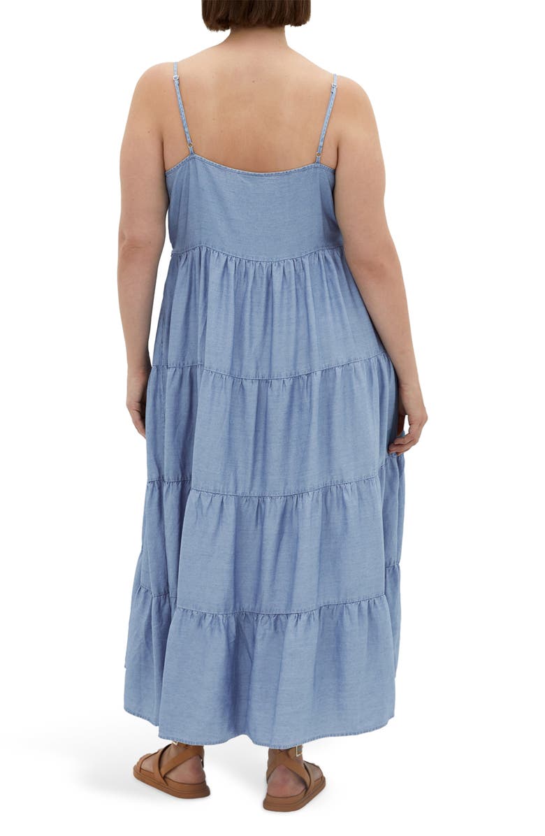 City Chic Island Tiered Maxi Dress, Alternate, color, Light Wash