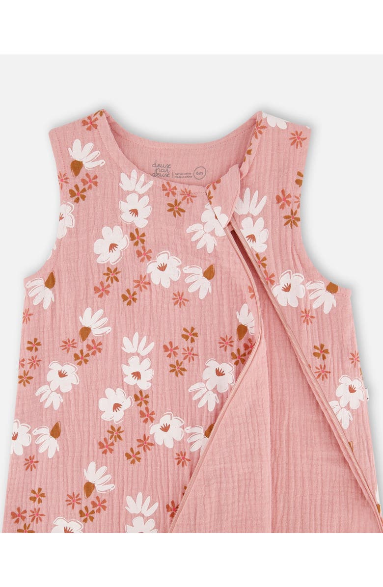 Deux par Deux Baby Girl's Printed Muslin Sleep Sack Pink And White Flowers, Alternate, color, Pink And White Flowers