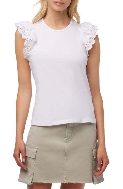 Eyelet Flutter Sleeve Top