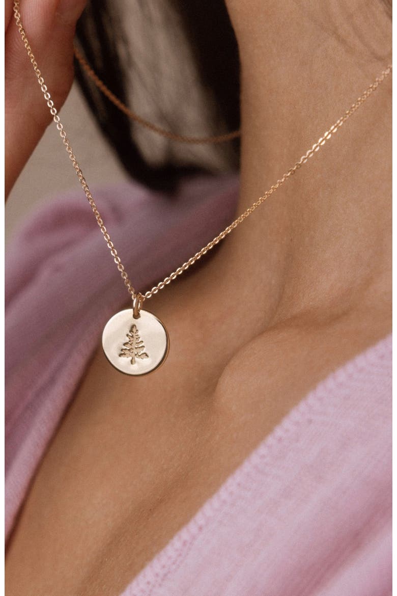 Pine Tree Disc Necklace, Alternate, color, Silver