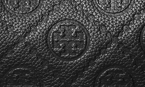 Tory Burch T Monogram Pebble Leather Crescent Shoulder Bag In Black