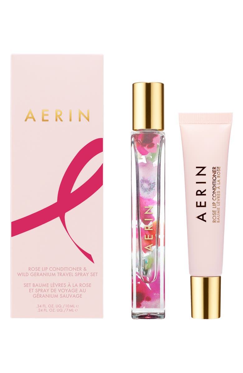 Estée Lauder AERIN Beauty Rose Lip Conditioner & Rose Geranium Eau de Parfum Set, Main, color, 