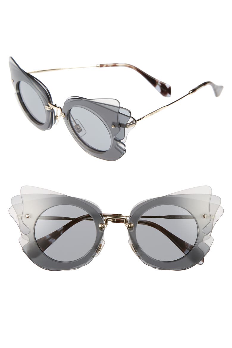 63mm Layered Butterfly Sunglasses, Main, color, GREY