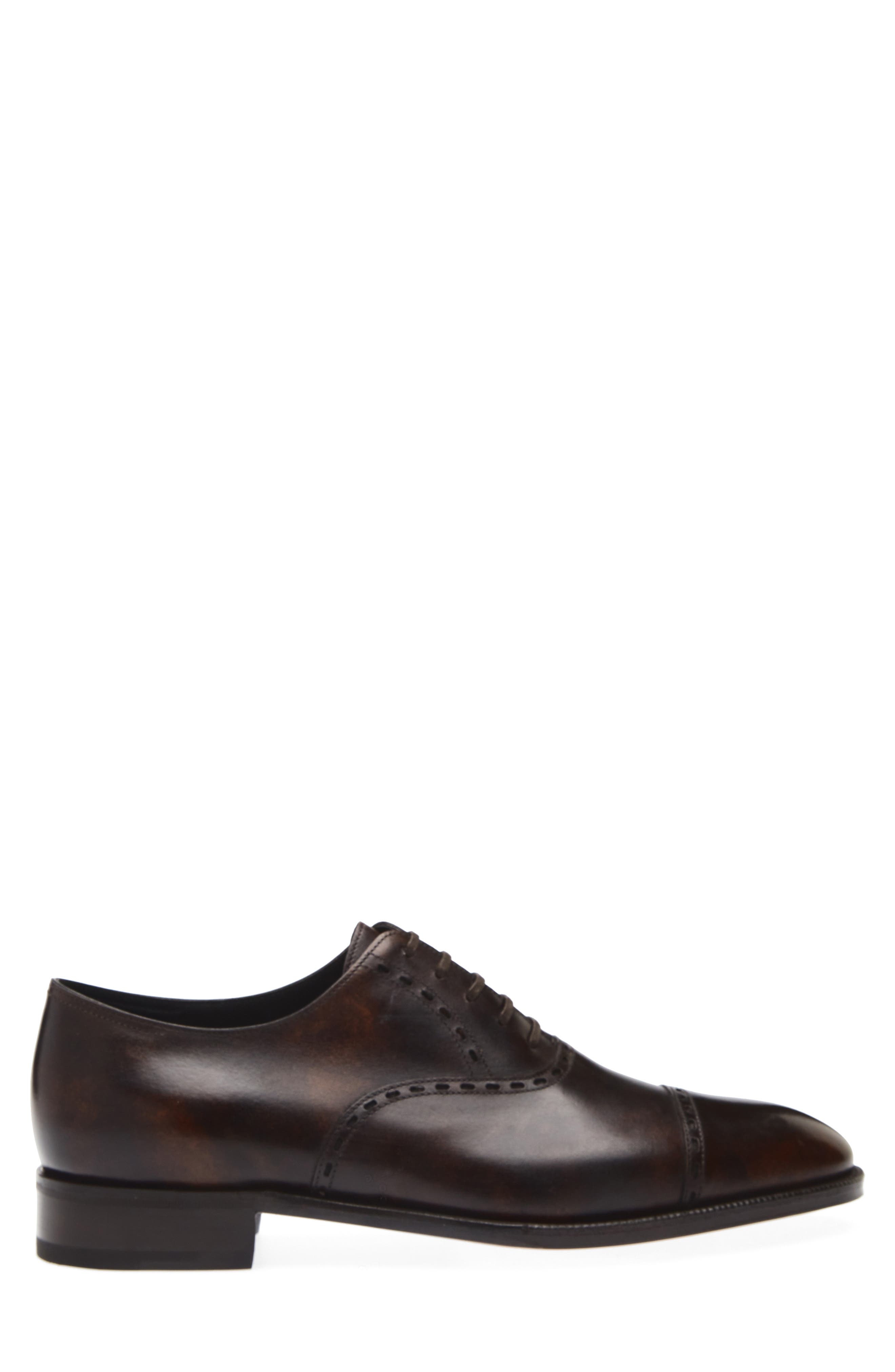 John Lobb Philip II Oval Cap Toe Oxford, Alternate, color, Dark Brown