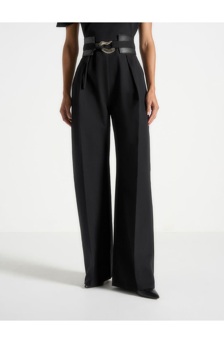 Manière De Voir Valerie Tailored Off Shoulder Jumpsuit With Belt, Alternate, color, Black
