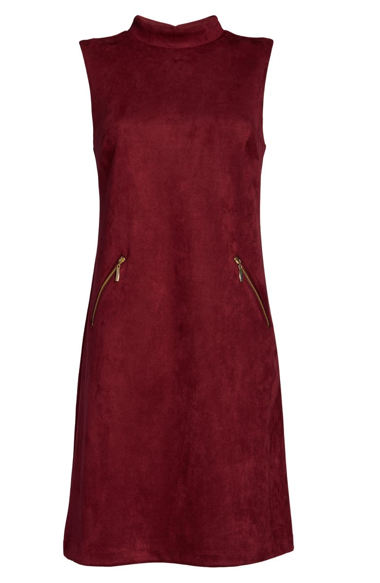 Donna Ricco Faux Suede Shift Dress, Alternate, color, 
