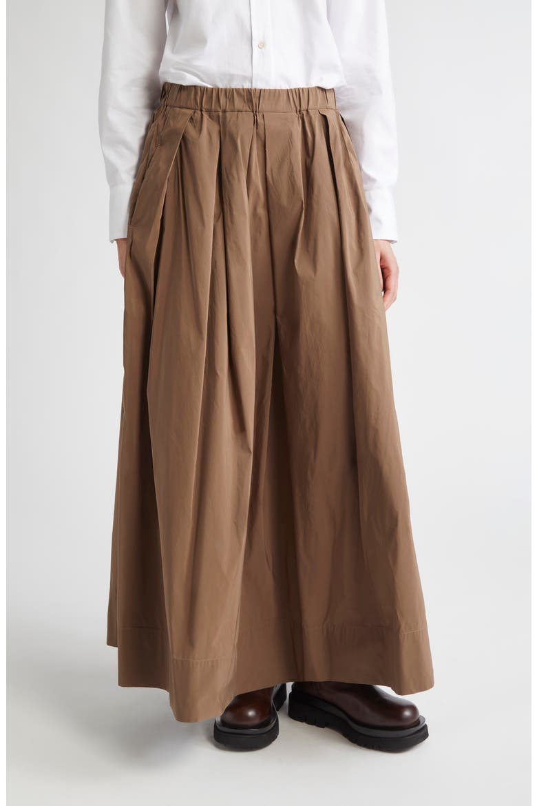 Aloe Pleated Micro Faille Maxi Skirt, Main, color, BROWN