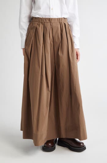 Aloe Pleated Micro Faille Maxi Skirt