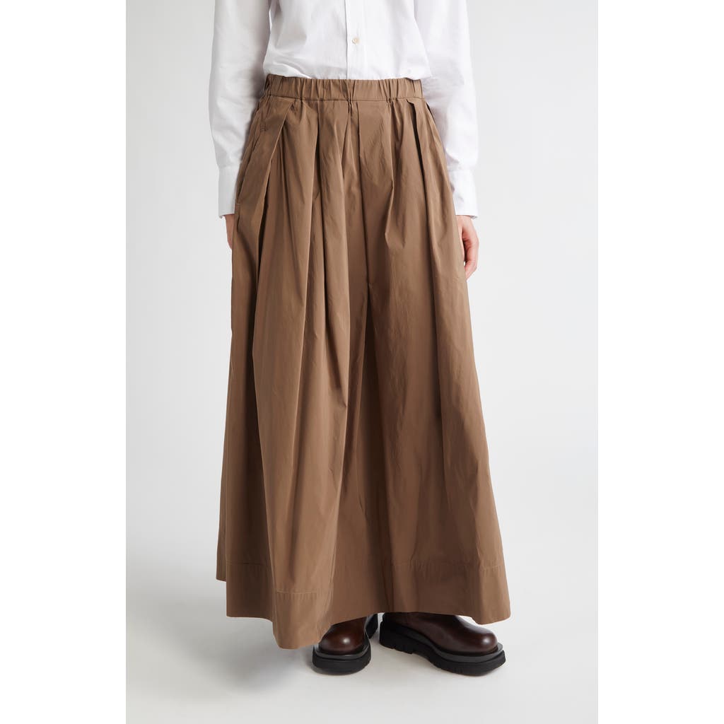Max Mara Aloe Pleated Micro Faille Maxi Skirt In Brown