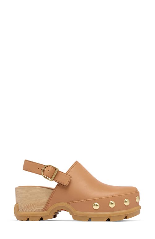 Sorel Roman Leather Slingback Platform Clogs In Tawny Buff/gum