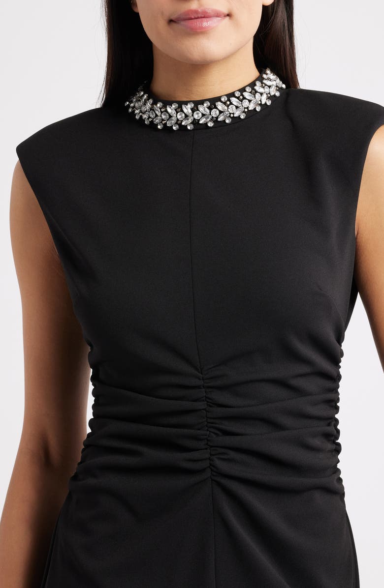 Eliza J Floral Print Fit & Flare Dress, Alternate, color, Black