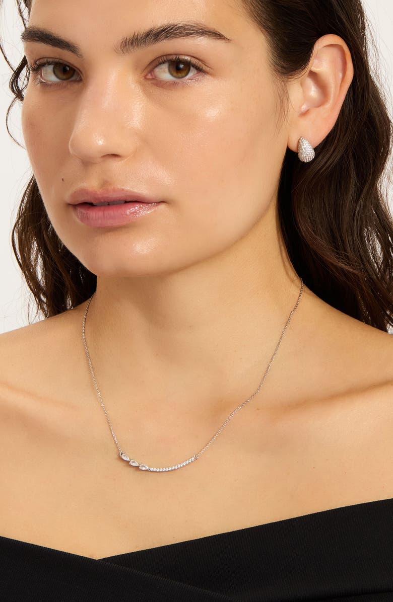 Adornia Pear Bar Pendant Necklace, Alternate, color, Silver