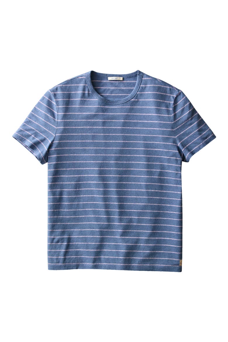 Relaxed Striped Cotton & Hemp T-Shirt, Alternate, color, NAVY/ LAVENDER STRIPE