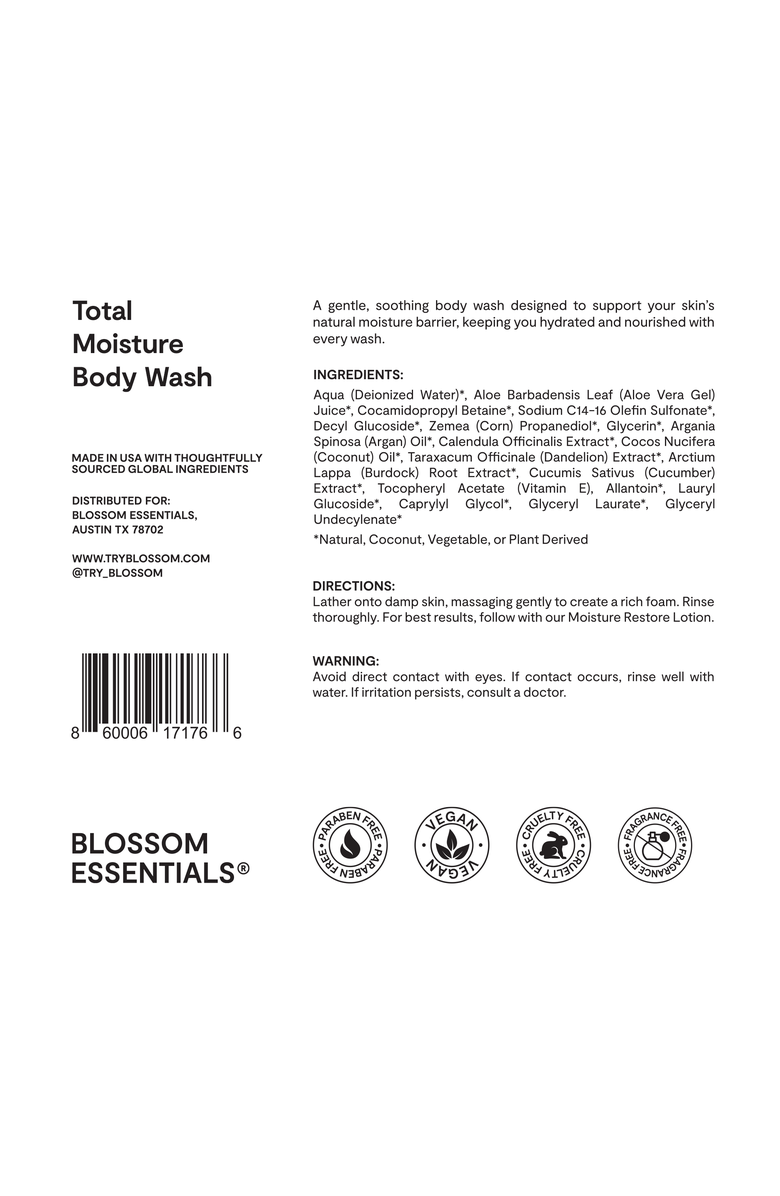 Blossom Essentials Total Moisture Body Wash, Alternate, color, NO COLOR