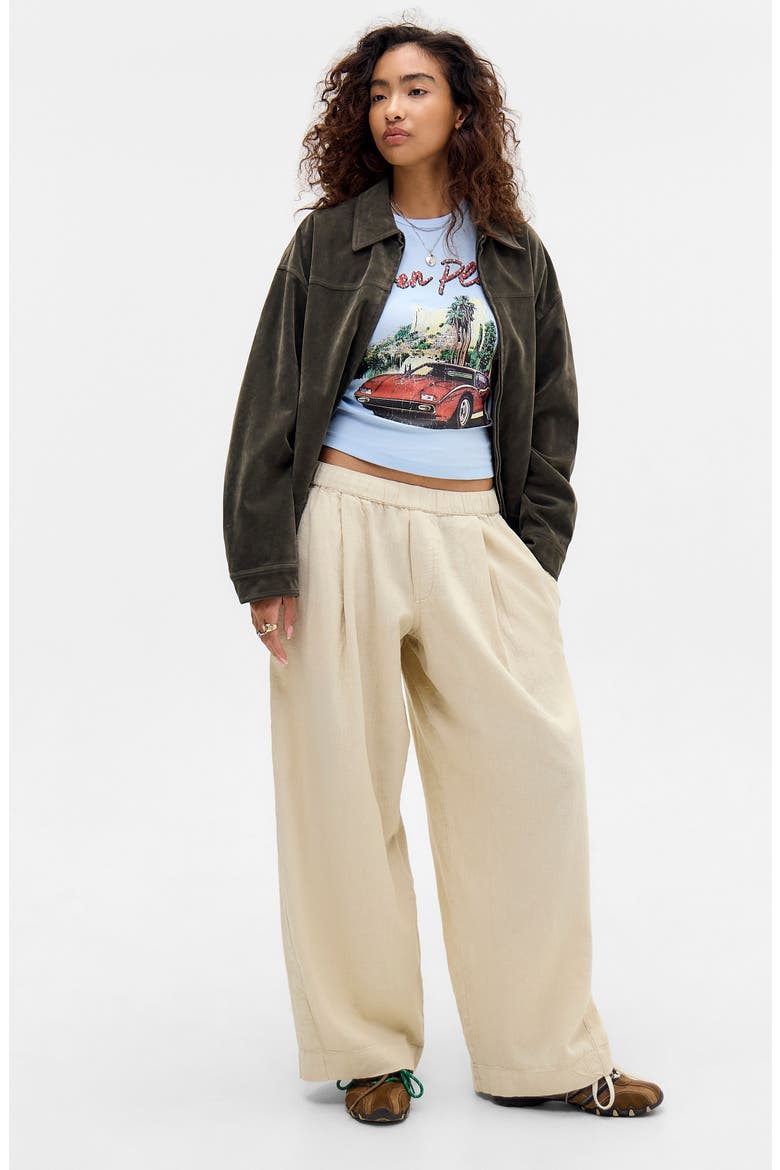 Bobbi Pleated Linen Cocoon Pants, Alternate, color, SAND