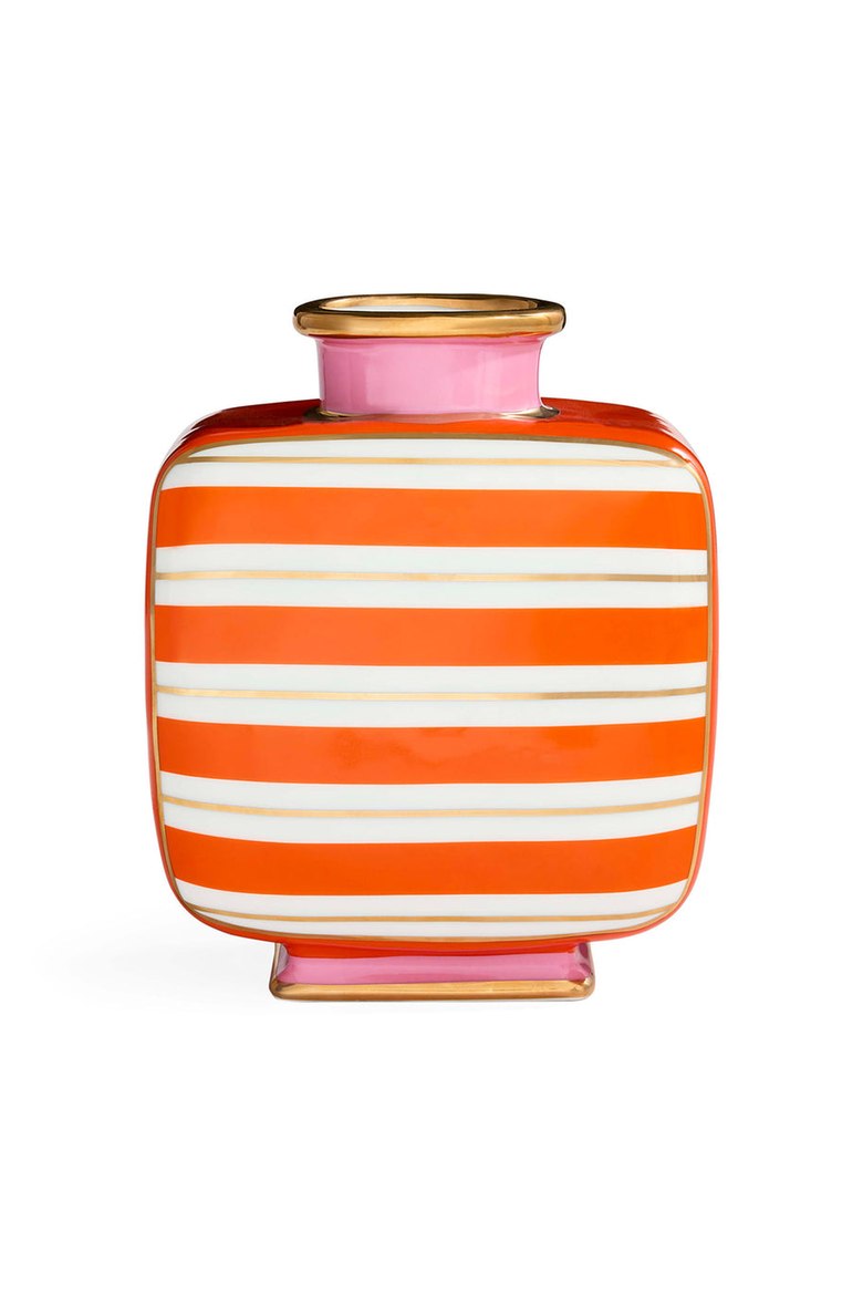 Portofino Square Vase, Main, color, Orange / White Stripes