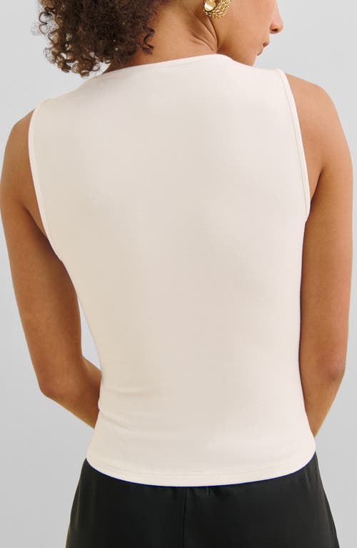 Reformation Womens Fior Di Latte Tefi Knot-front Stretch-cotton Top Xs In Fior Di Latte