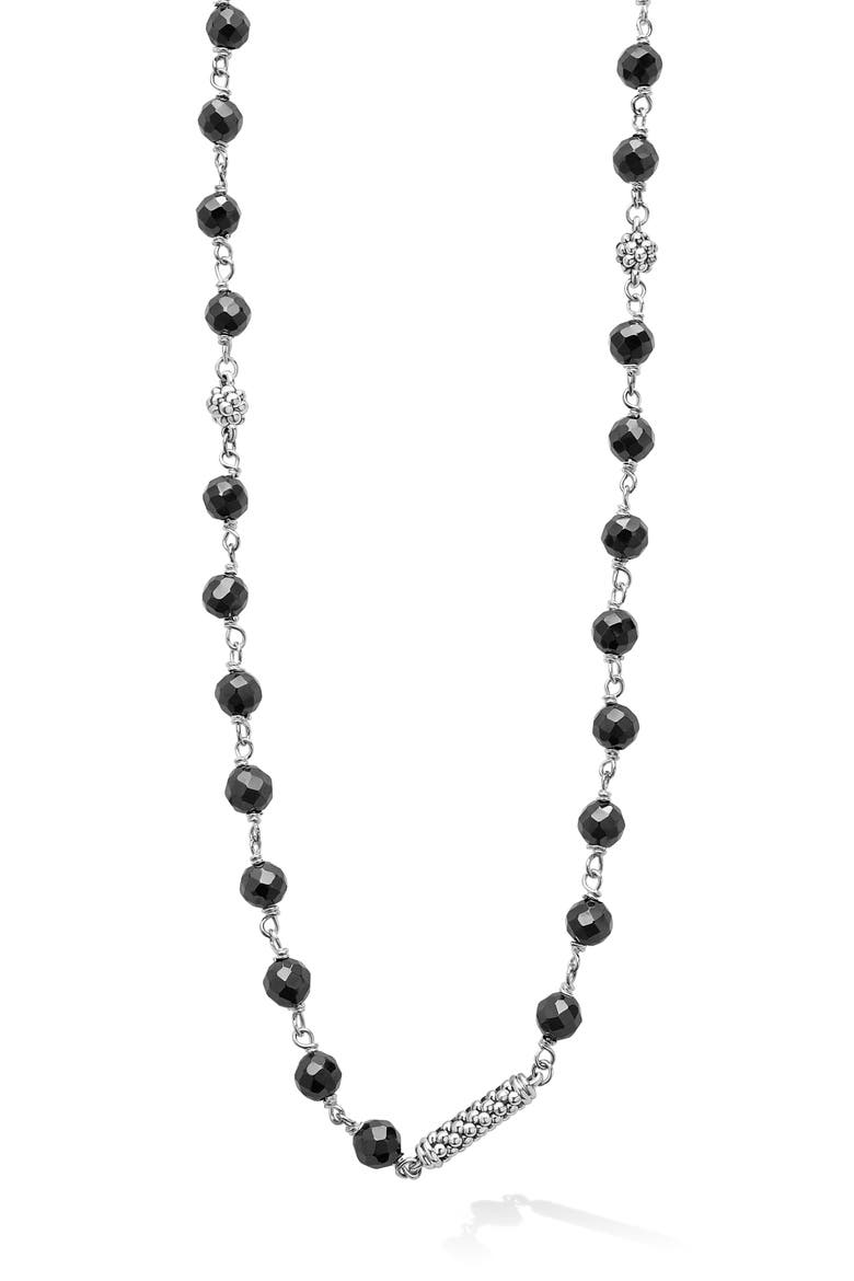 Caviar Icon Ceramic Layered Beaded Necklace, Alternate, color, BLACK/ SILVER