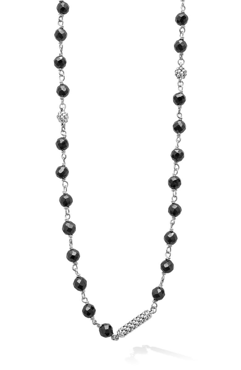 LAGOS Caviar Icon Ceramic Layered Beaded Necklace, Alternate, color, Black/ Silver