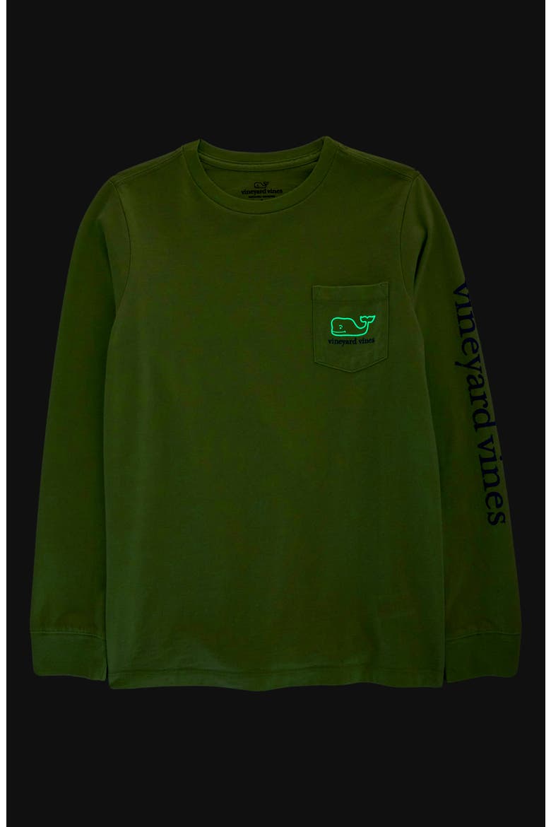 Kids' Glow in the Dark Whale Long Sleeve Graphic T-Shirt, Alternate, color, AGAVE