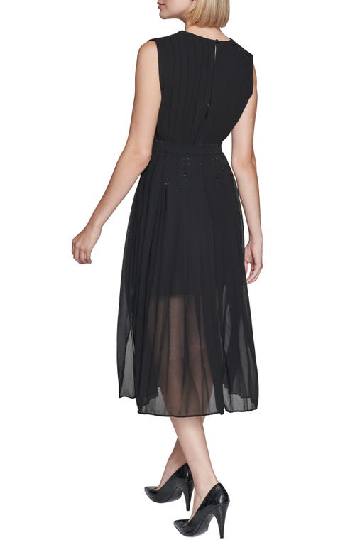 Karl Lagerfeld Paris Chiffon Embellished Midi Dress In Black