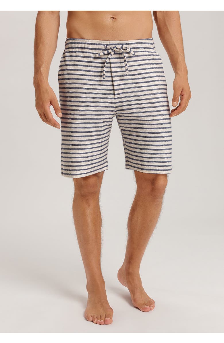 Hanro Loungy Summer Organic Cotton Drawsting Shorts, Alternate, color, Deep Breeze Stripe