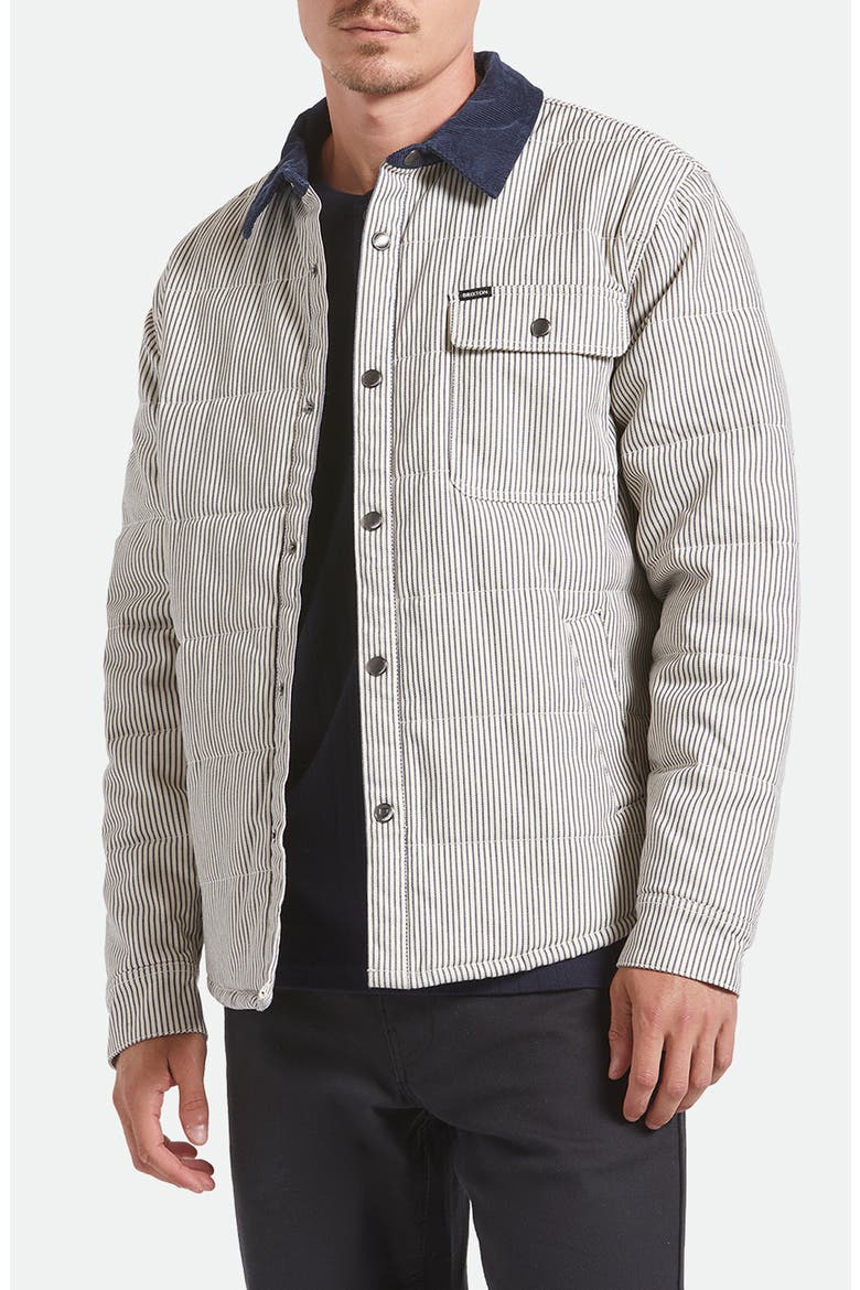 Cass Engineer Stripe Quilted Jacket, Main, color, WHITECAP/ MOOD INDIGO HICKORY