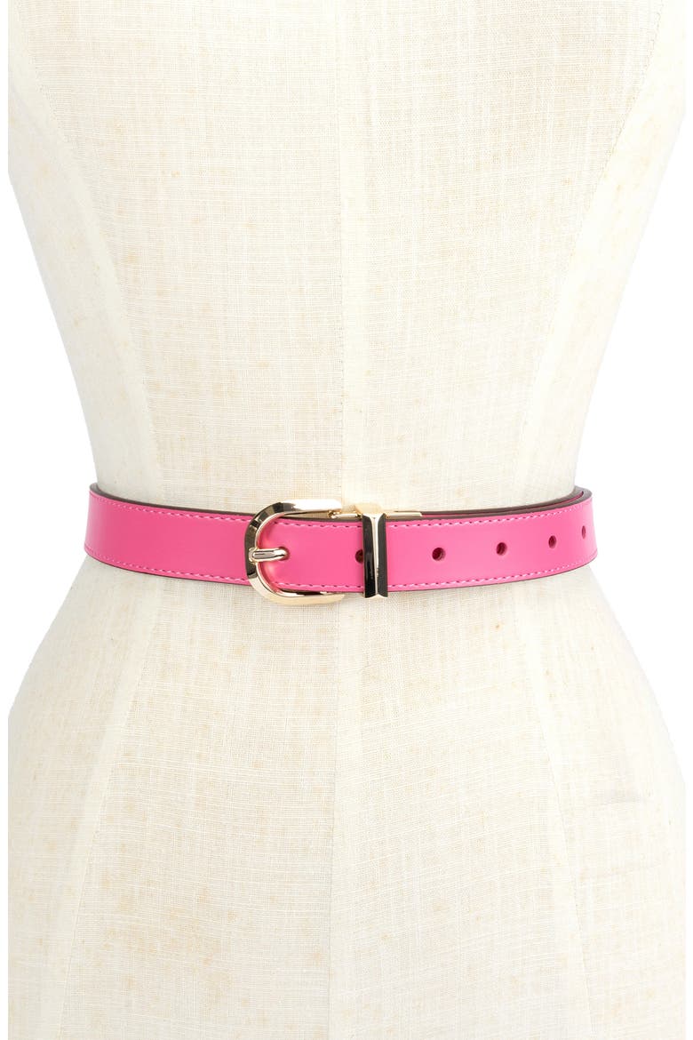 reversible leather blend belt, Alternate, color, PINK CLOUD